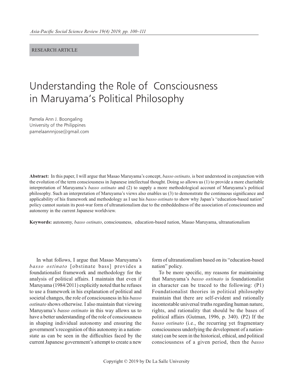 Understanding the Role of Consciousness in Maruyama's