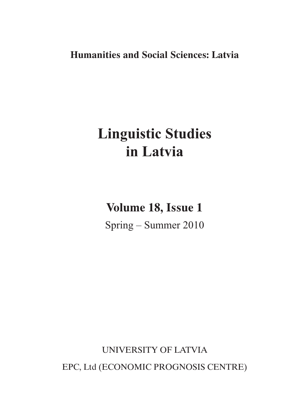 Linguistic Studies in Latvia