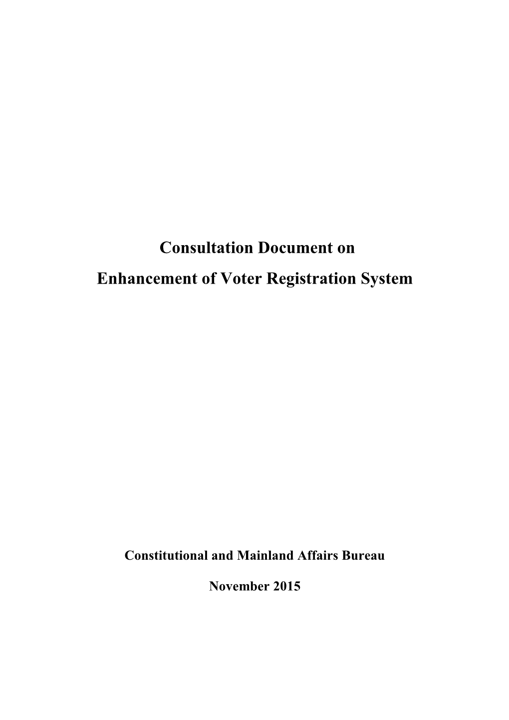 Consultation Document on Enhancement of Voter Registration System
