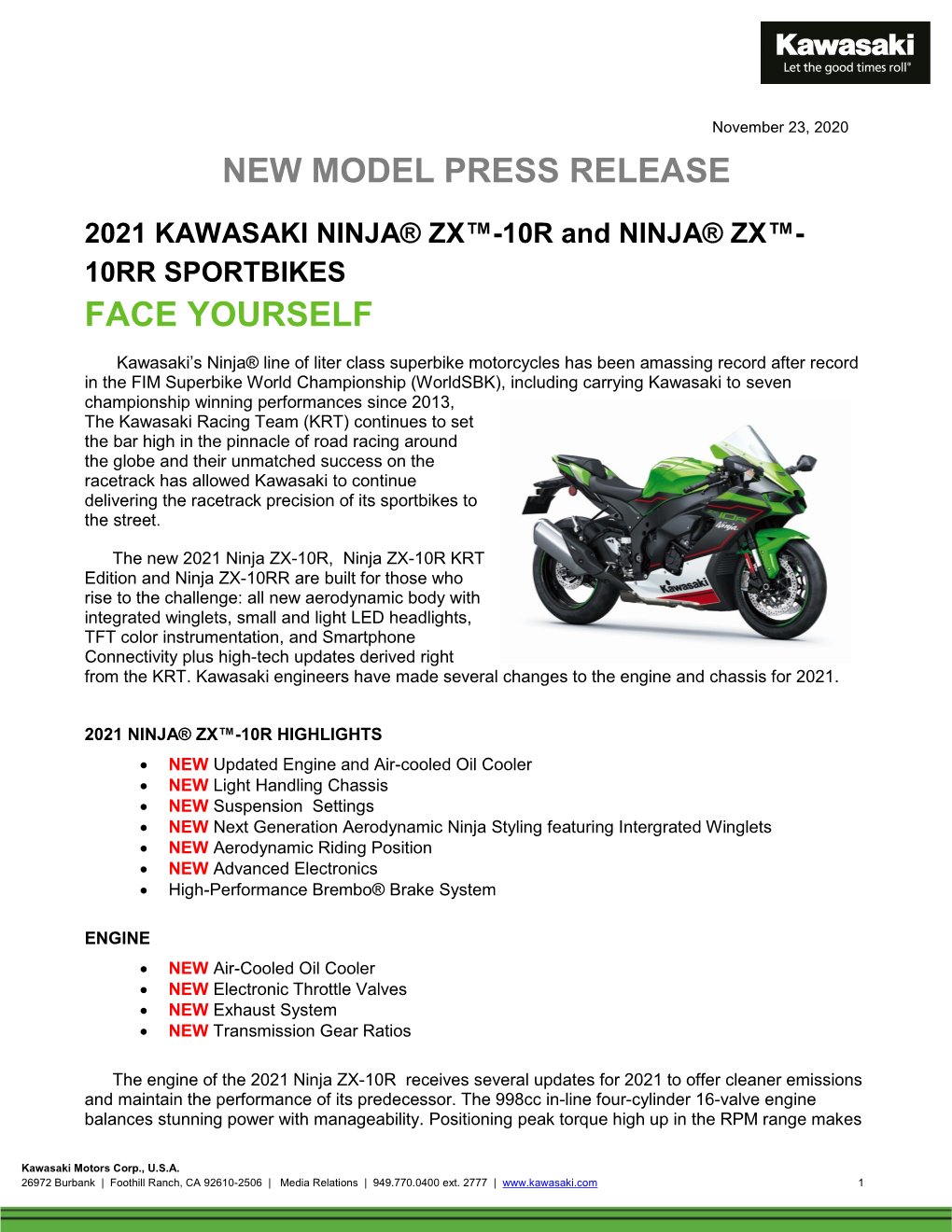 New Model Press Release Face Yourself