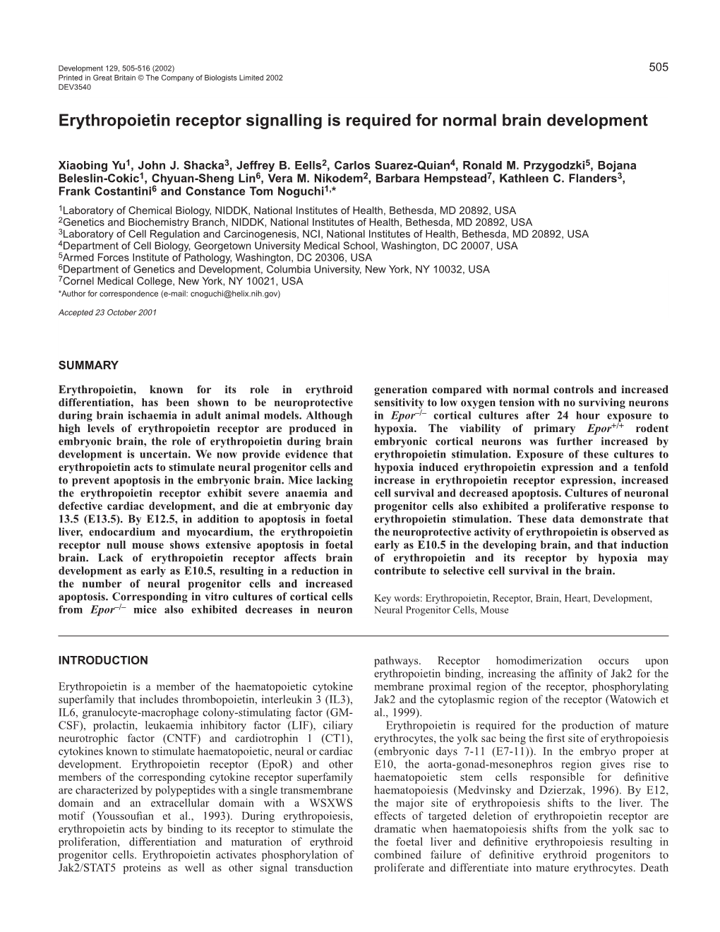 Erythropoietin and Brain Development 507