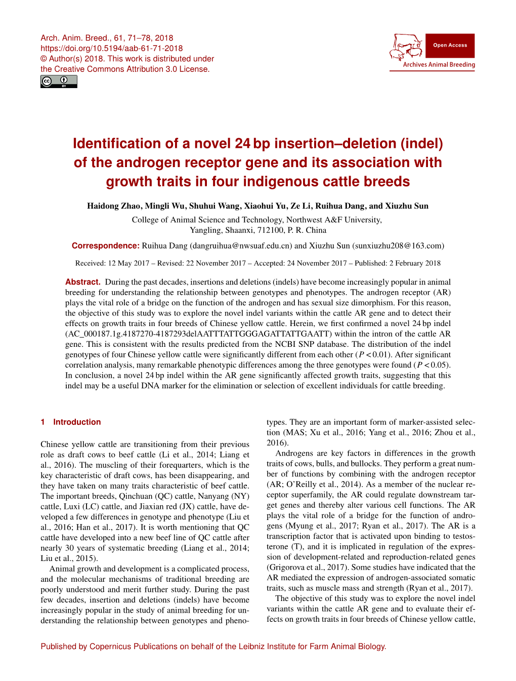 Identification of a Novel 24 Bp Insertion–Deletion (Indel) of the Androgen