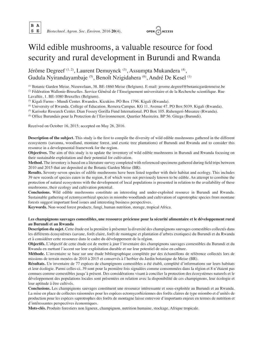 Wild Edible Mushrooms, a Valuable Resource for Food Security and Rural