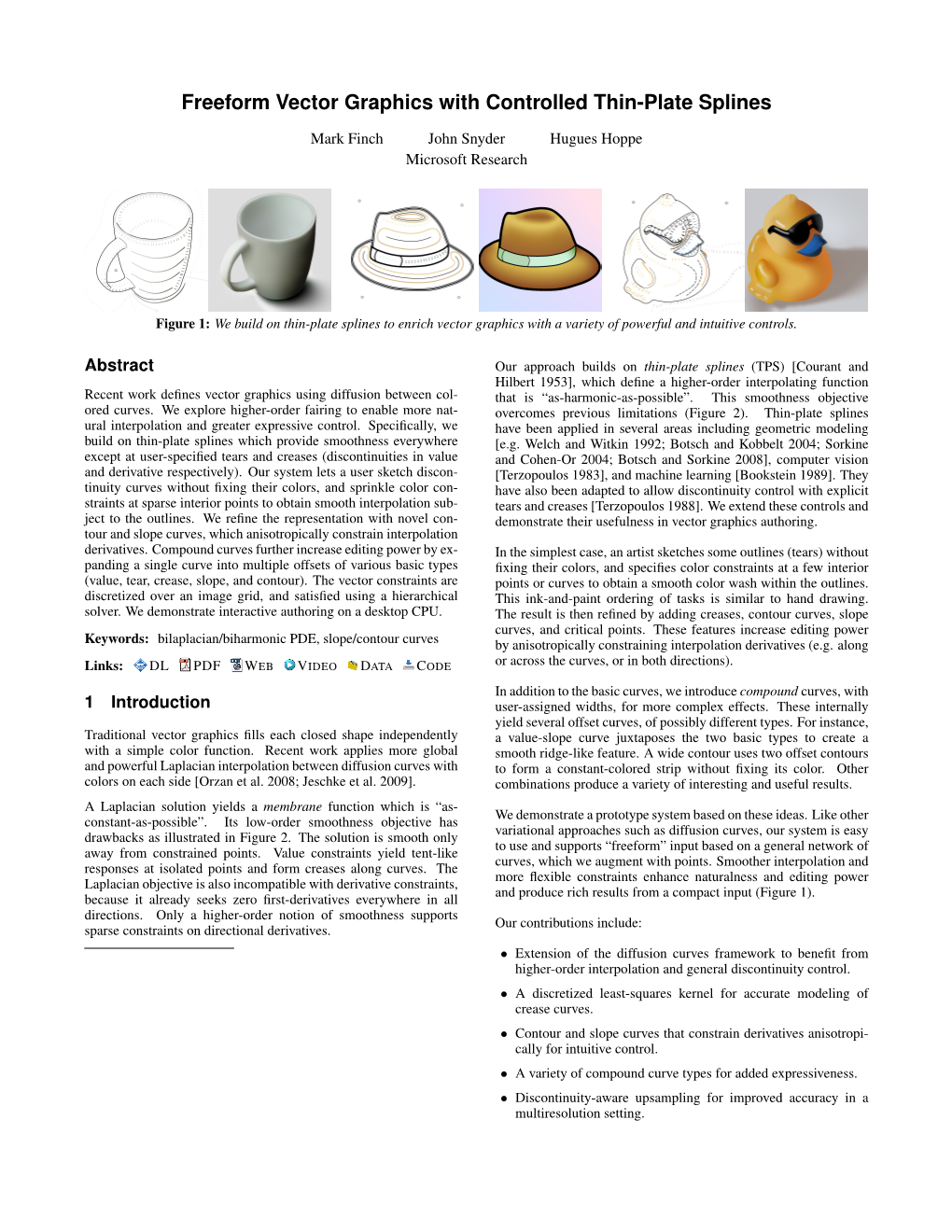 Freeform Vector Graphics with Controlled Thin-Plate Splines