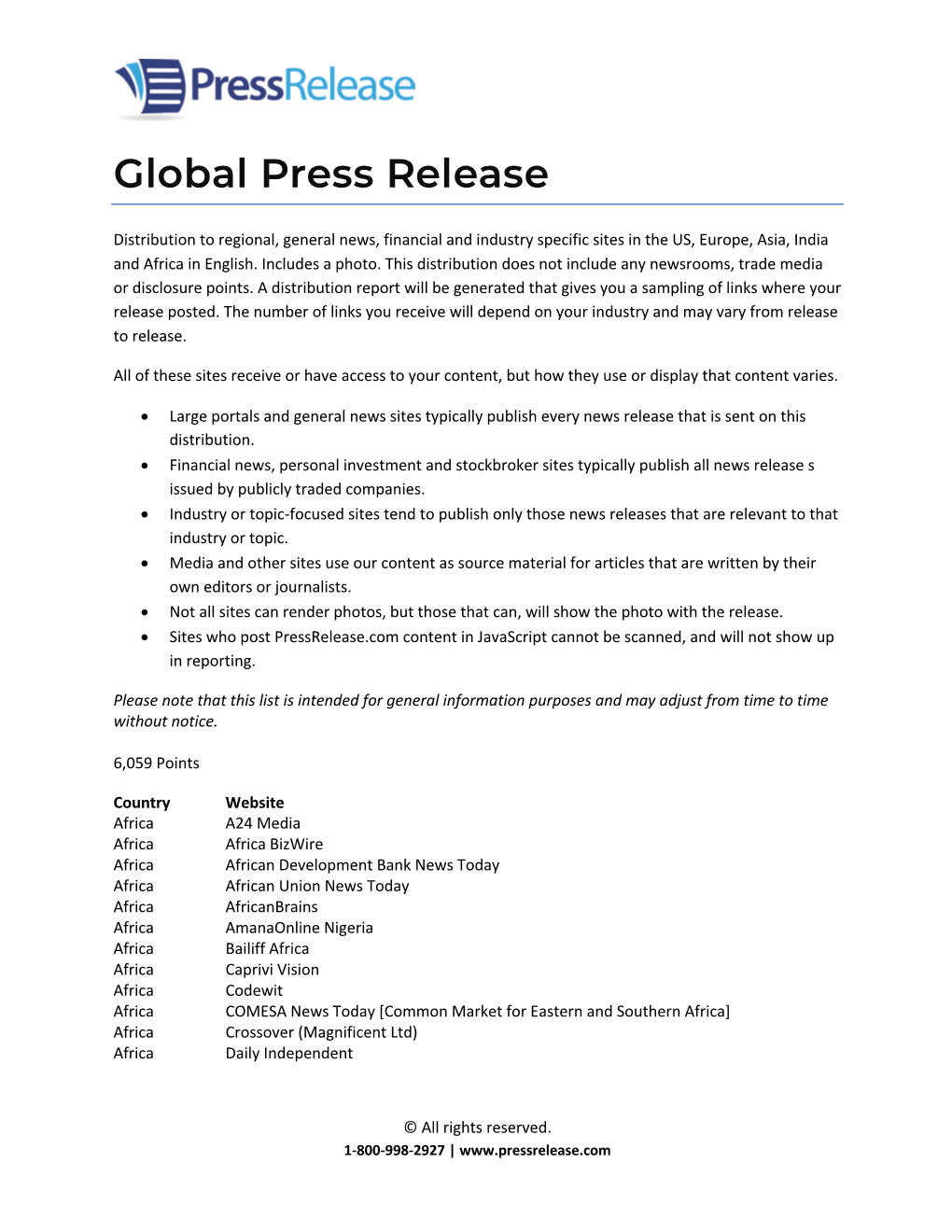 Global Press Release