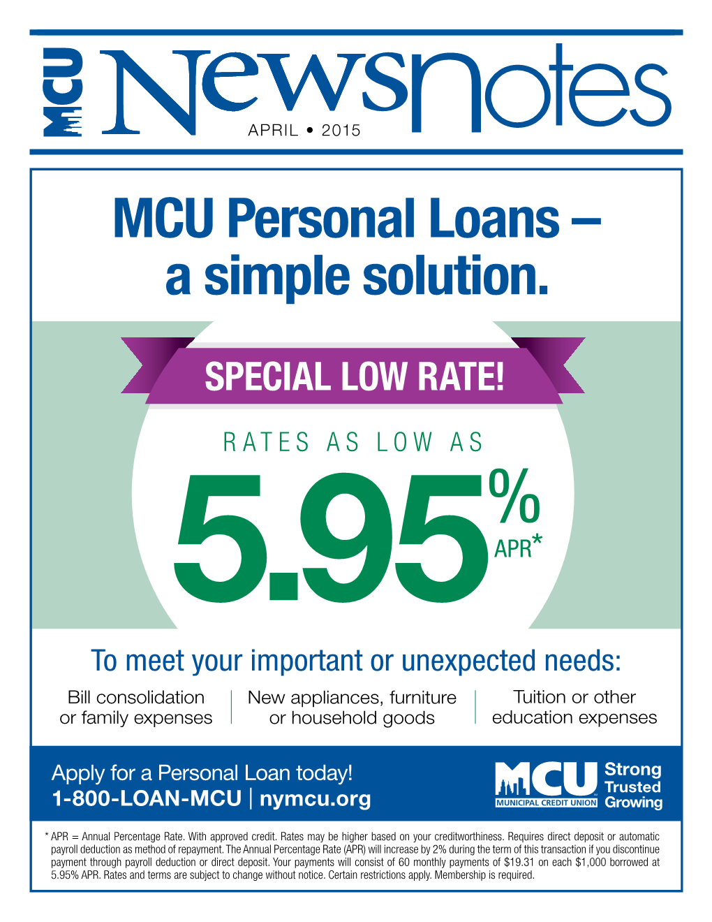 MCU Personal Loans – a Simple Solution