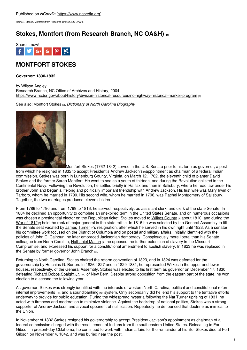 Stokes, Montfort (From Research Branch, NC OA&H)