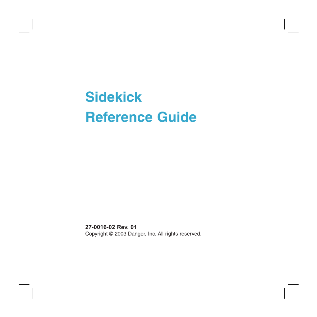 Sidekick Reference Guide