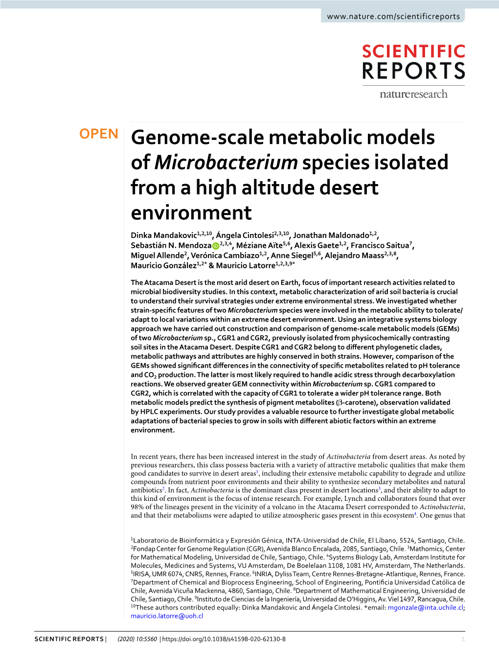 Genome-Scale Metabolic Models of Microbacterium Species Isolated