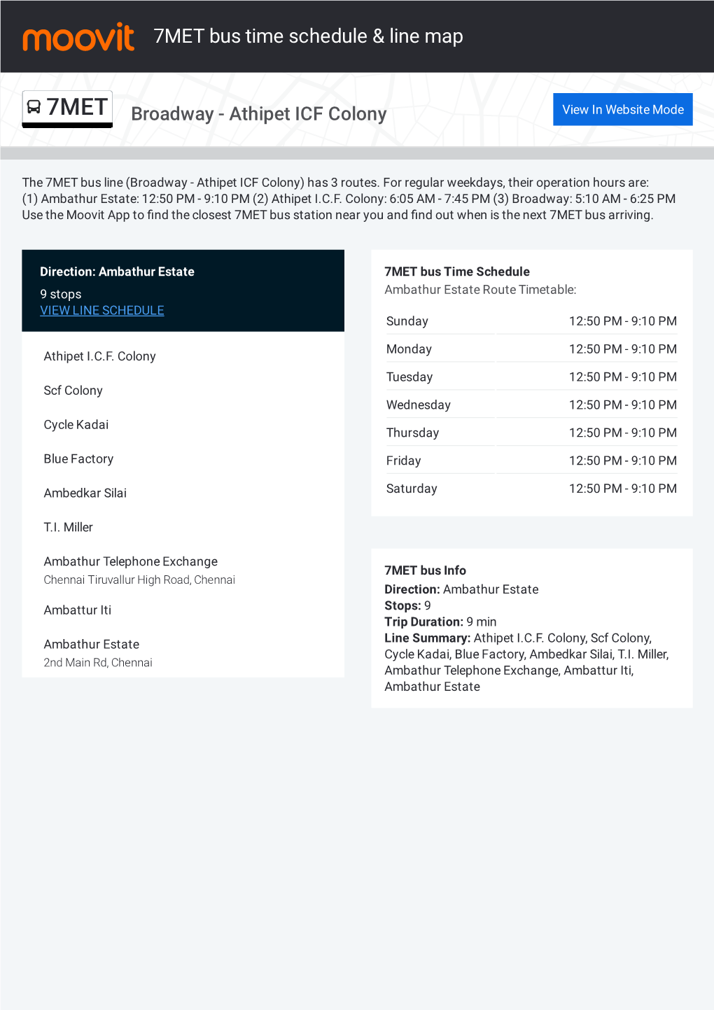 7MET Bus Time Schedule & Line Route