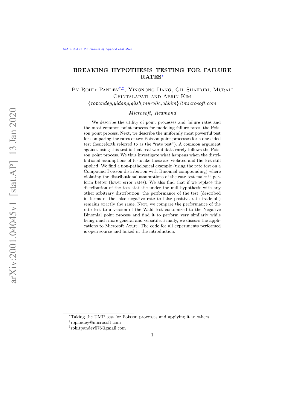 Breaking Hypothesis Testing for Failure Rates∗