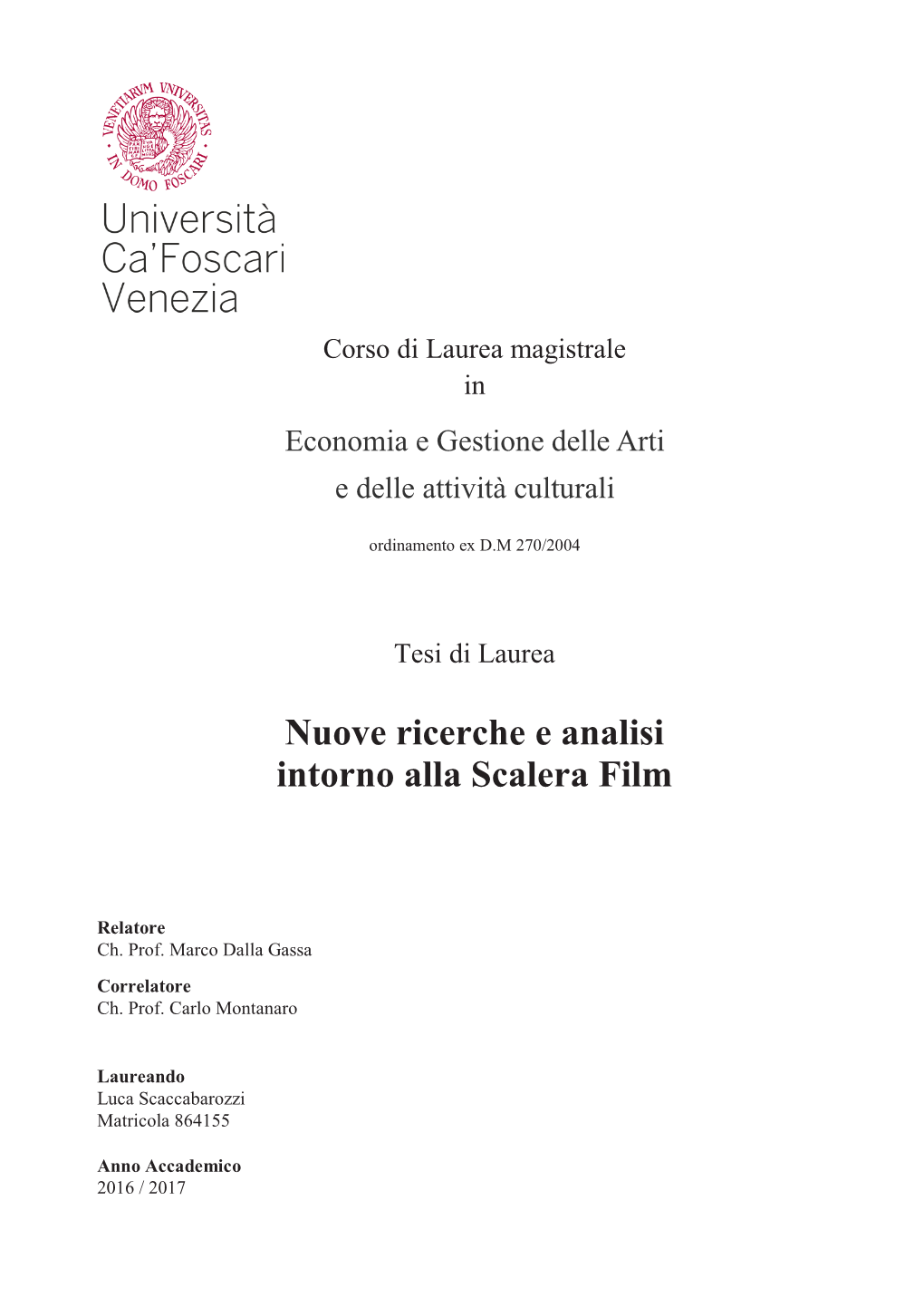 Nuove Ricerche E Analisi Intorno Alla Scalera Film