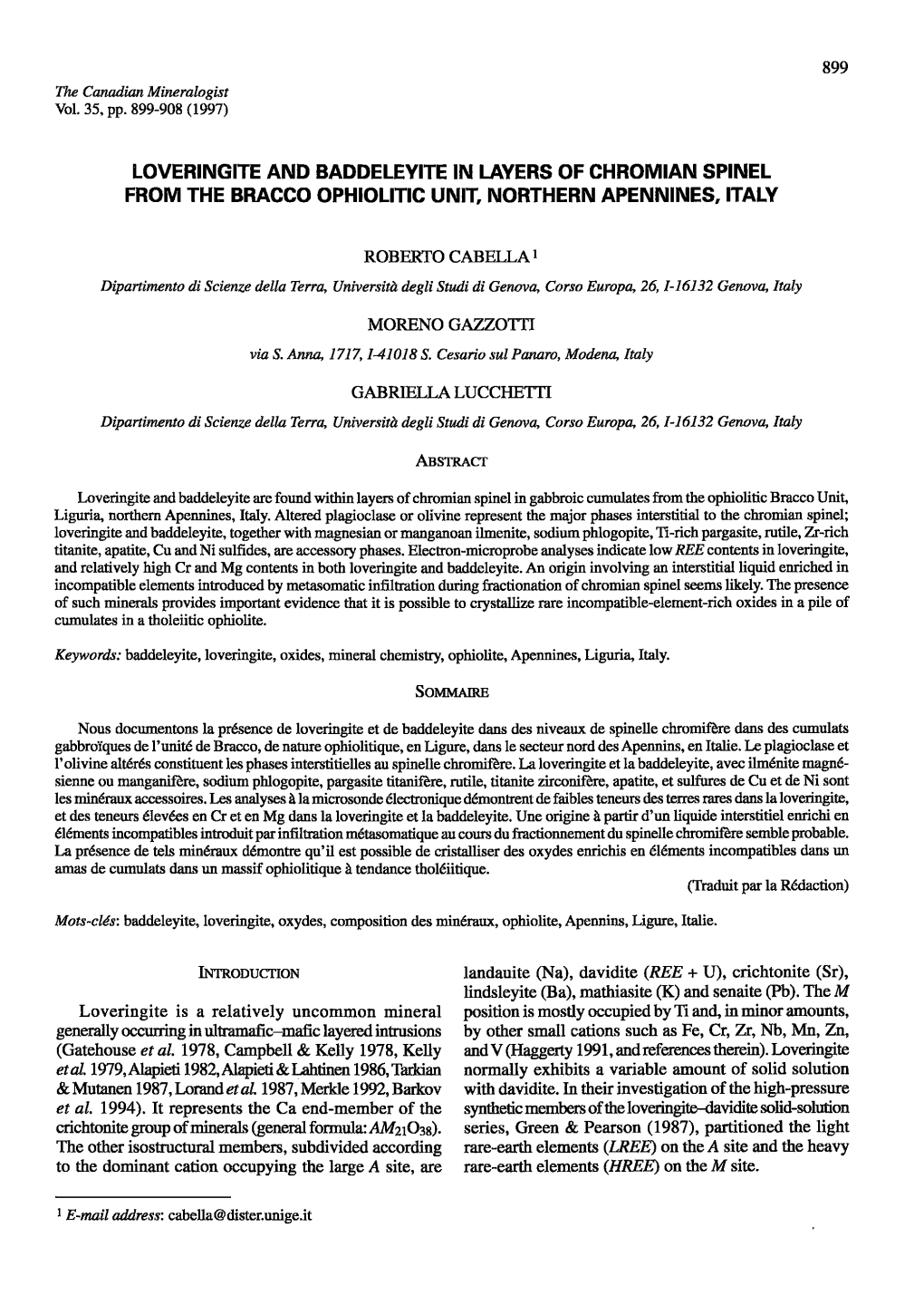 Loveringite and Baddeleyite in Lavers of Chromian