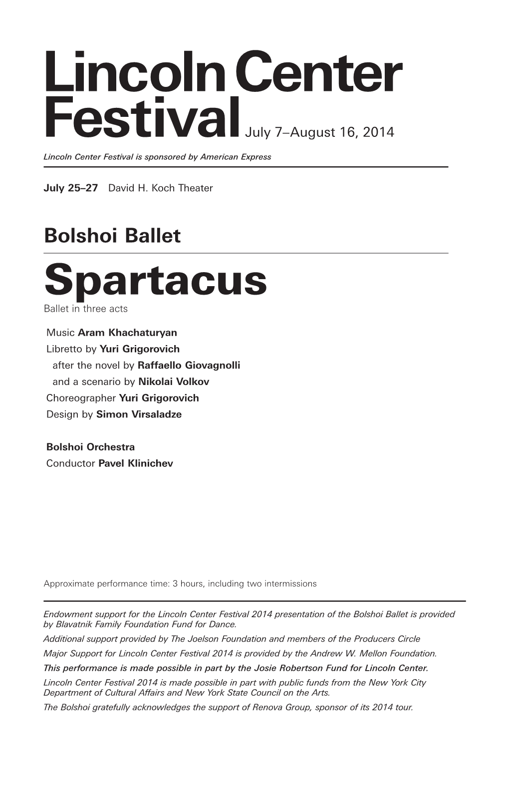 Bolshoi Ballet Spartacus