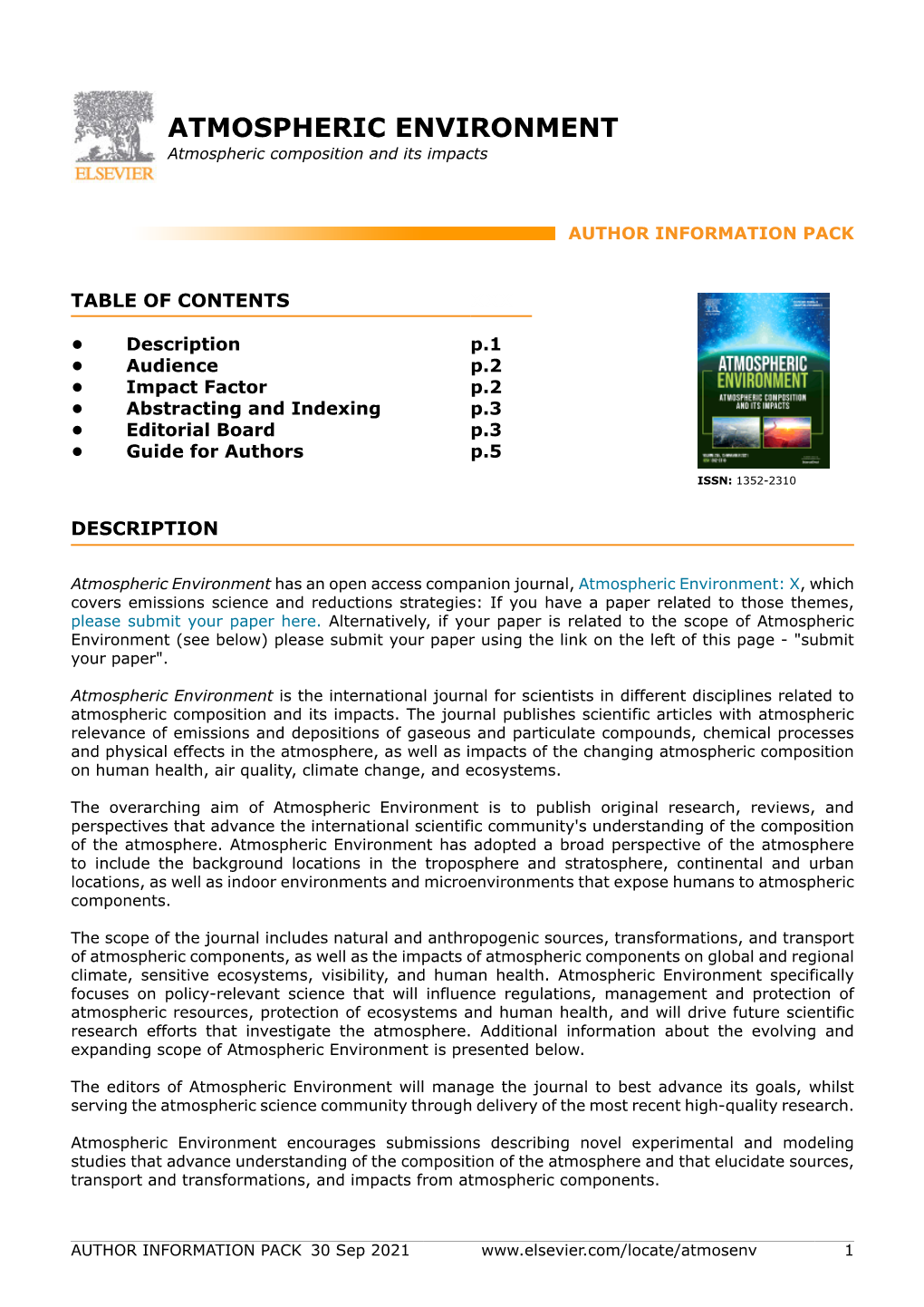 ATMOSPHERIC ENVIRONMENT Atmospheric Composition and Its Impacts