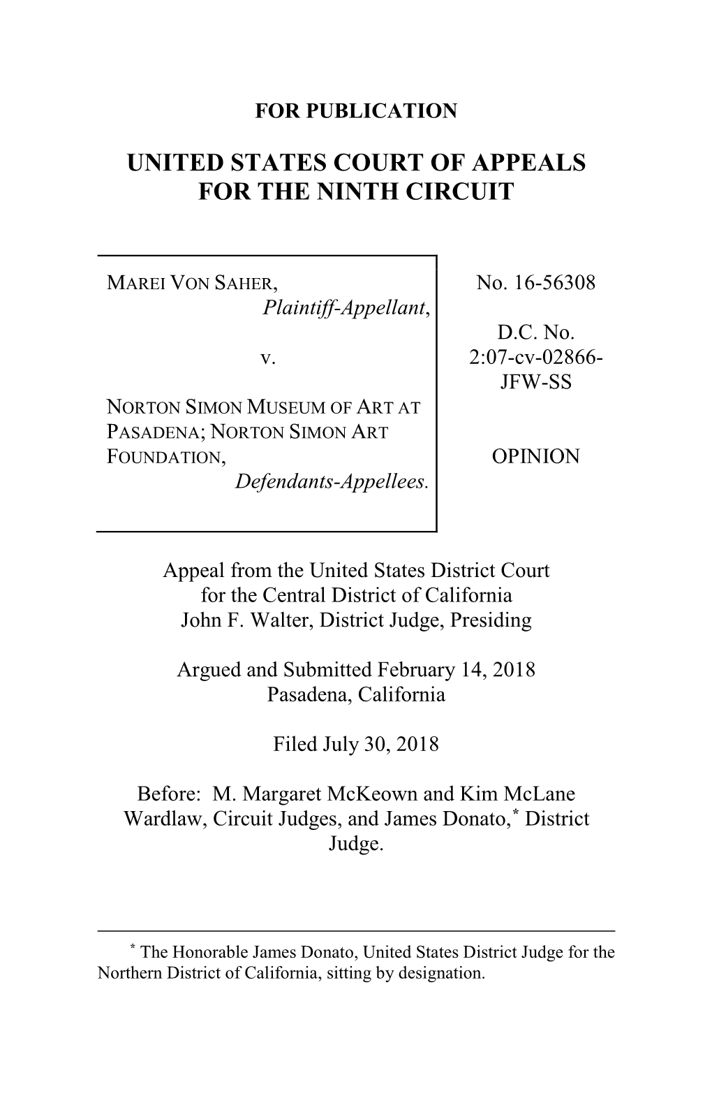 Saher V. Norton Simon Museum of Art at Pasadena, 592 F.3D 954, 965–68 (9Th Cir