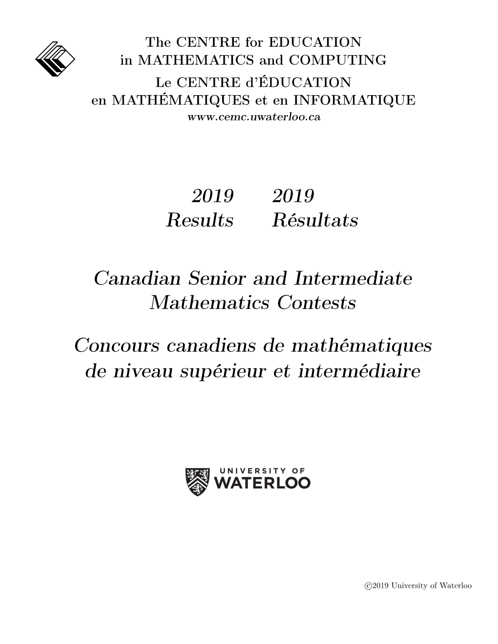 2019 Results 2019 Résultats Canadian Senior and Intermediate