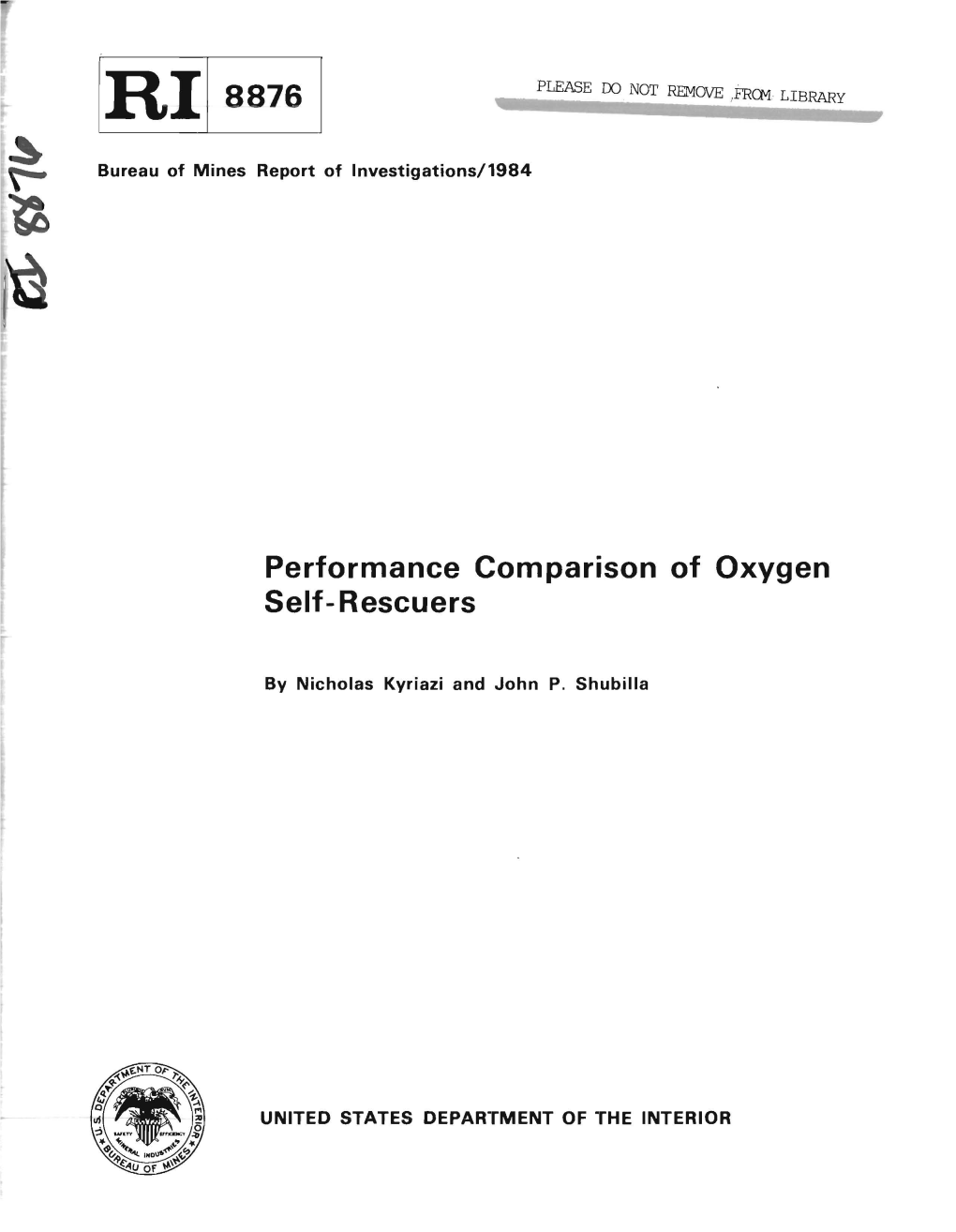 Performance Comparison of Oxygen Self-Rescuers