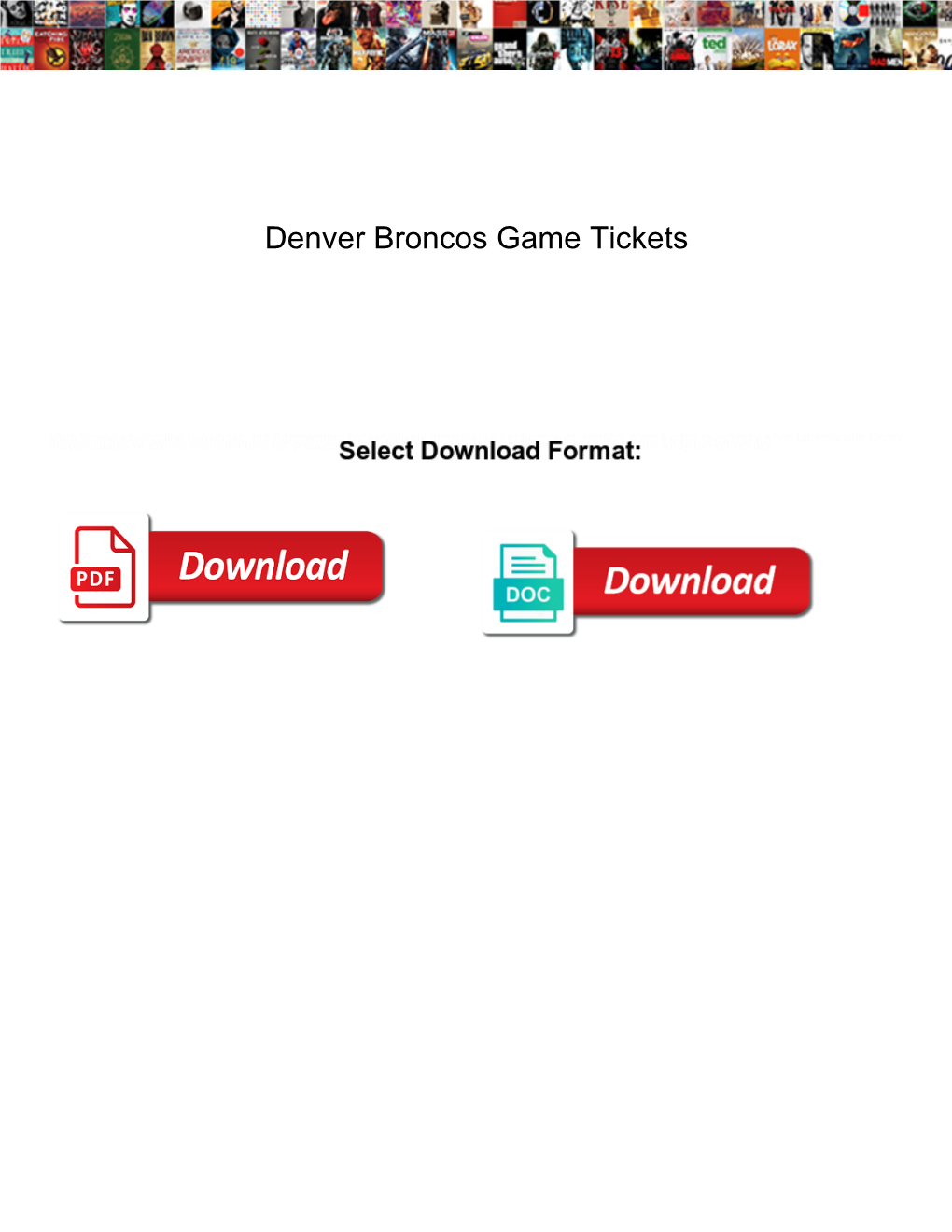 Denver Broncos Game Tickets