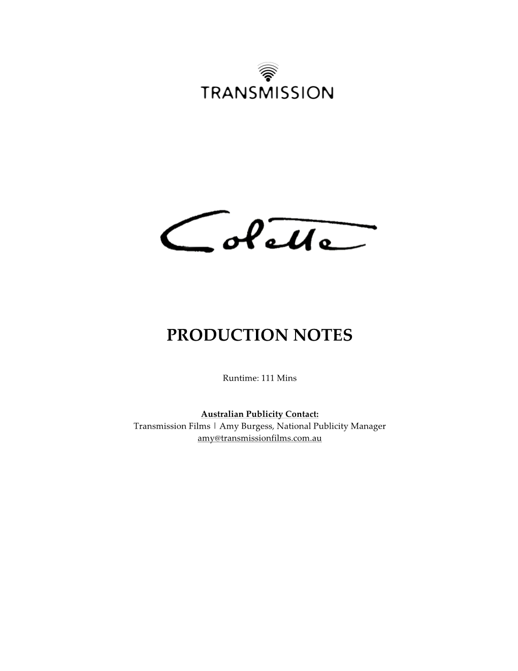 Production Notes