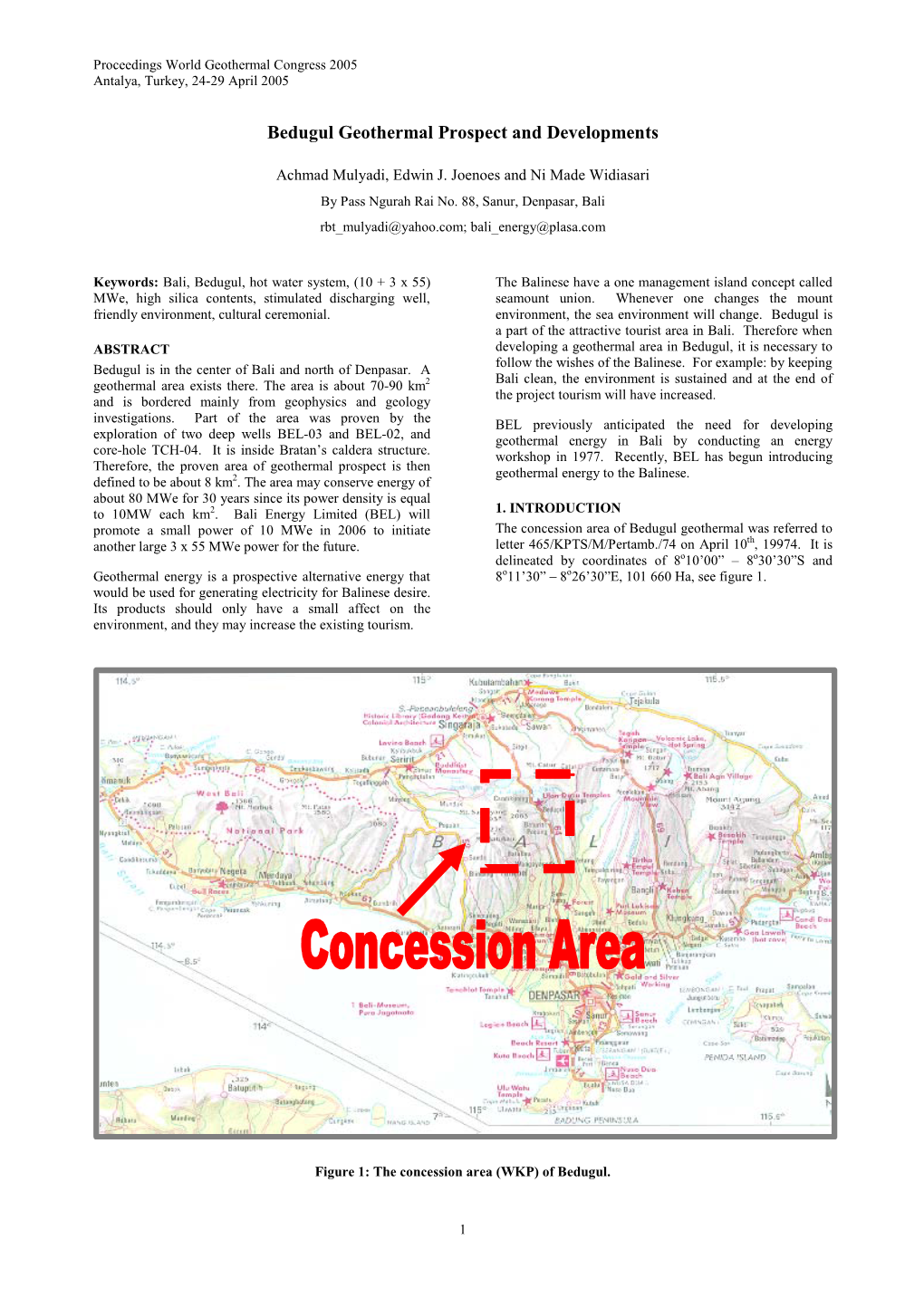 Bedugul Geothermal Prospect and Developments