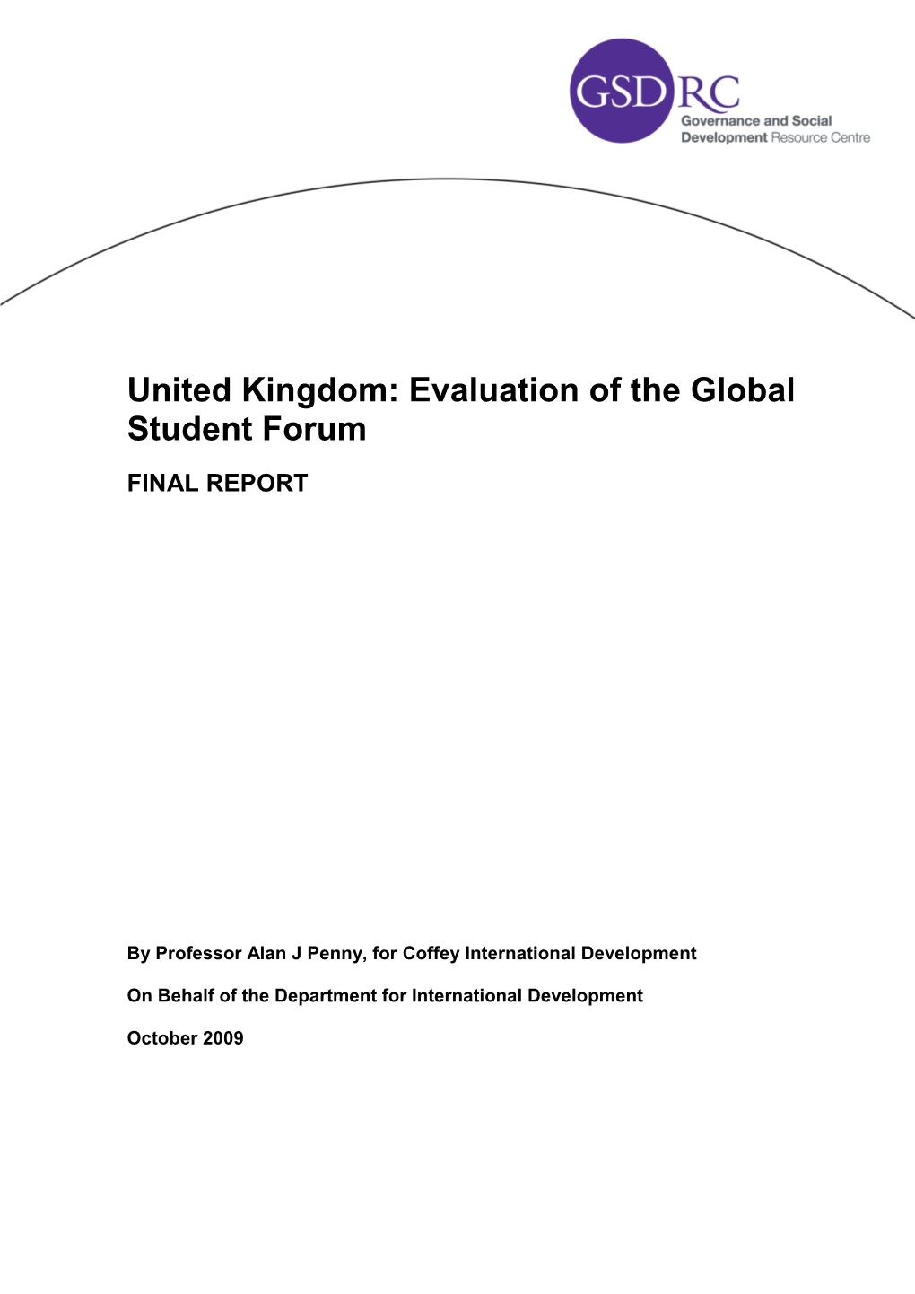 United Kingdom: Evaluation of the Global Student Forum