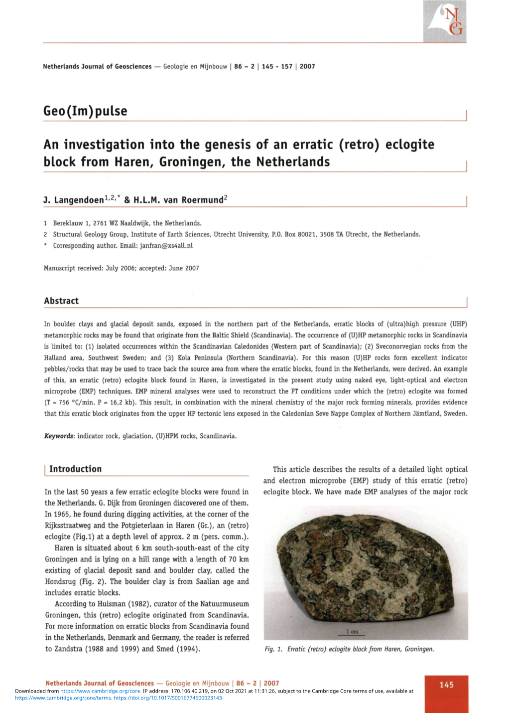 (Retro) Eclogite Block from Haren, Groningen, the Netherlands