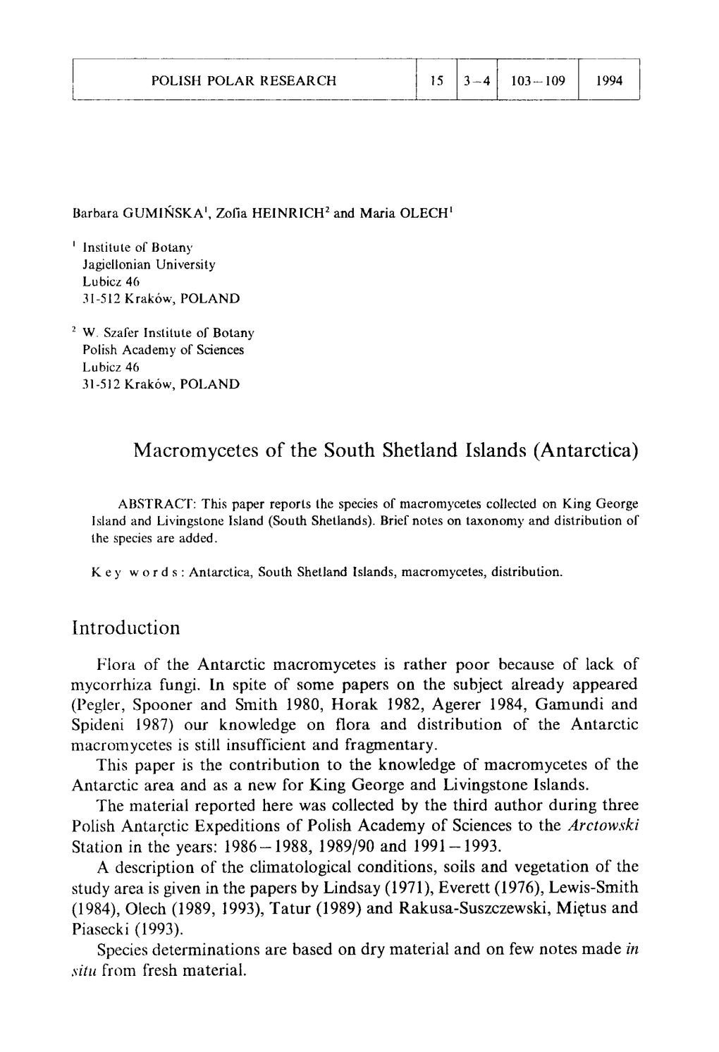 Macromycetes of the South Shetland Islands (Antarctica)