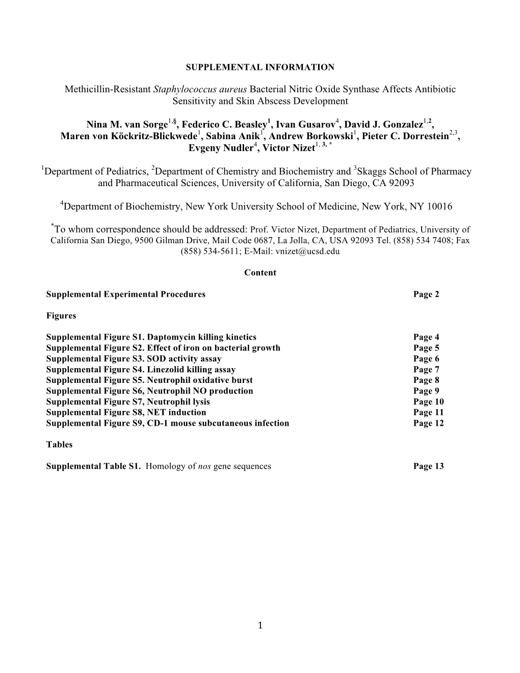 1 Methicillin-Resistant Staphylococcus Aureus Bacterial Nitric Oxide