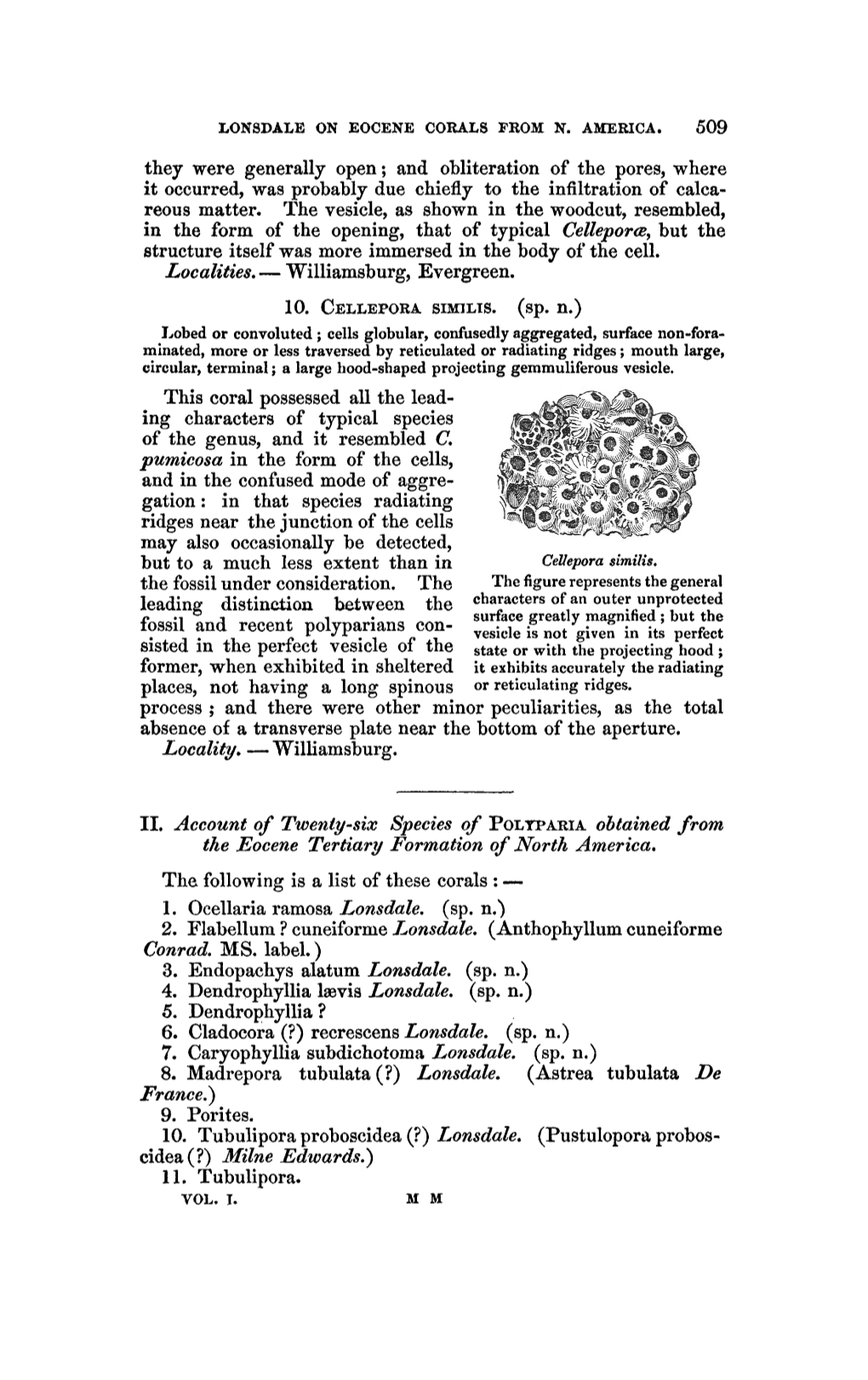 Account of Twenty-Six Species of Polyparia Obtained from the Eocene