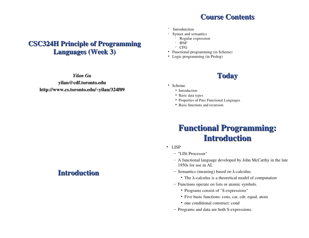 Functional Programming: Introduction