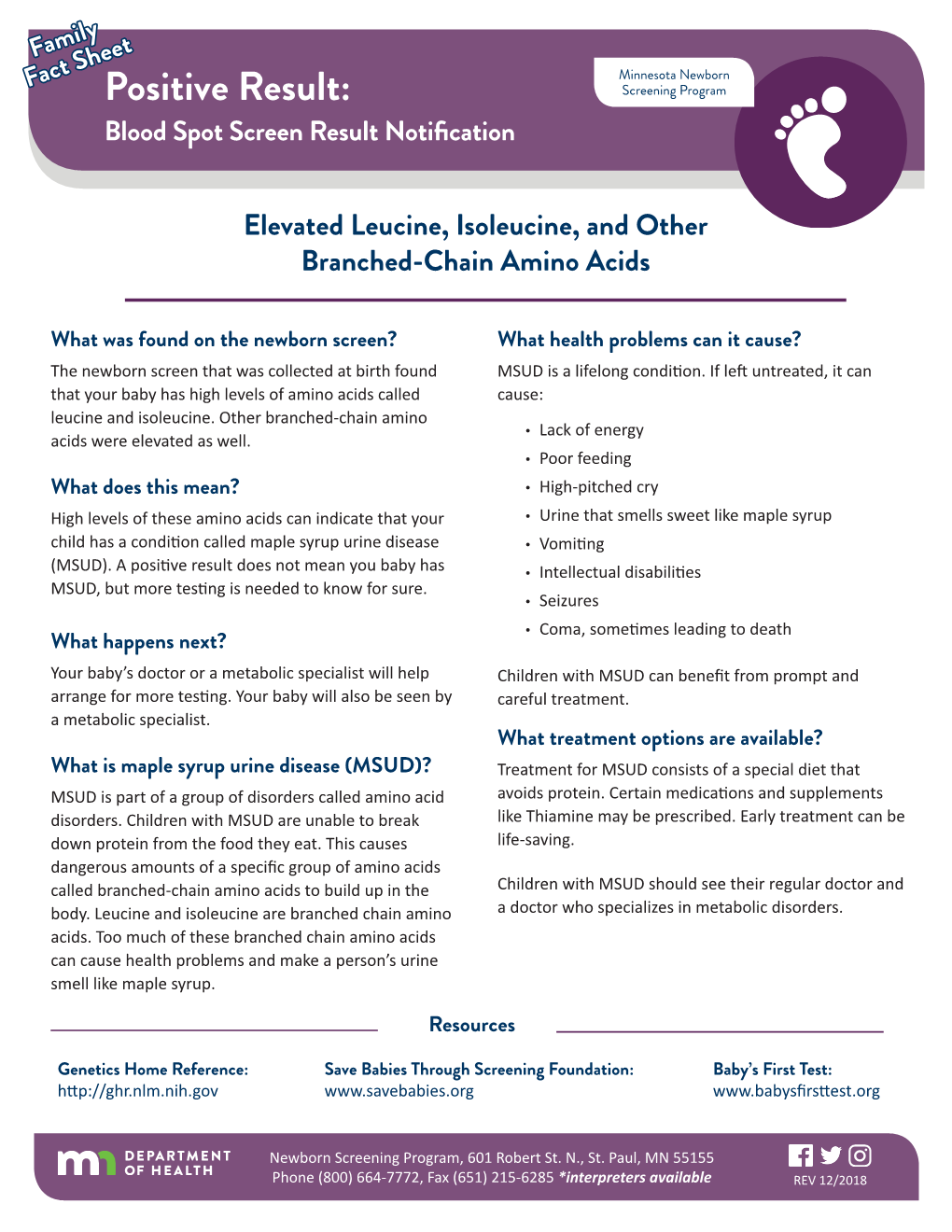 Elevated Leucine, Isoleucine, and Other Branched-Chain Amino Acids