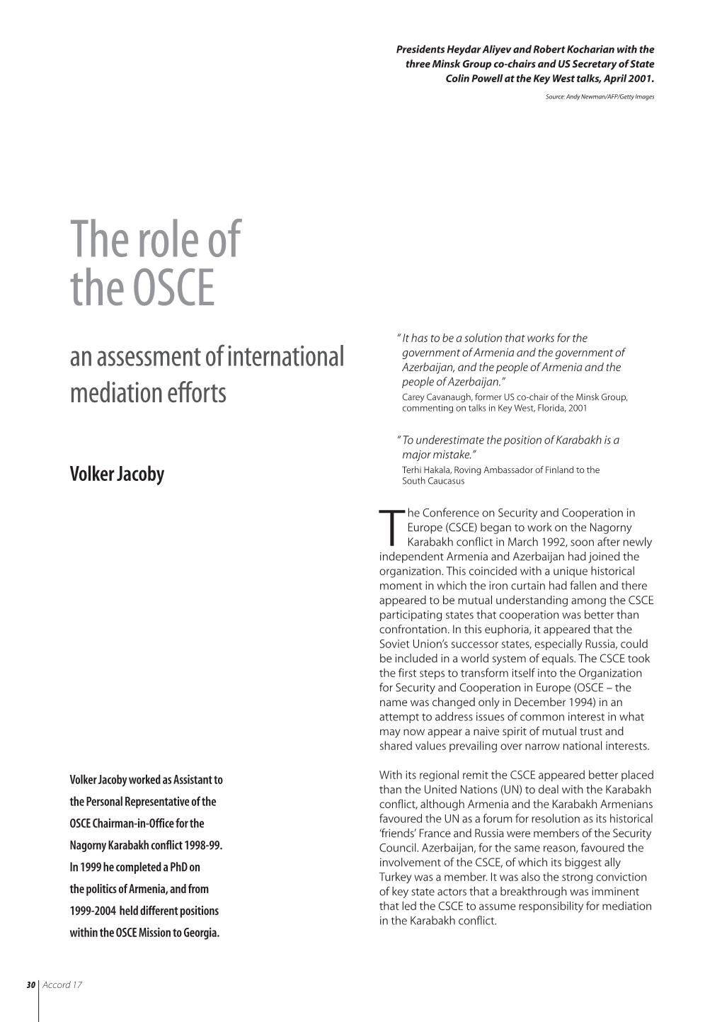 The Role of the OSCE