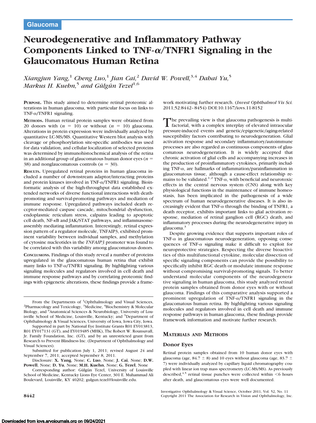 Neurodegenerative and Inflammatory Pathway Components Linked To