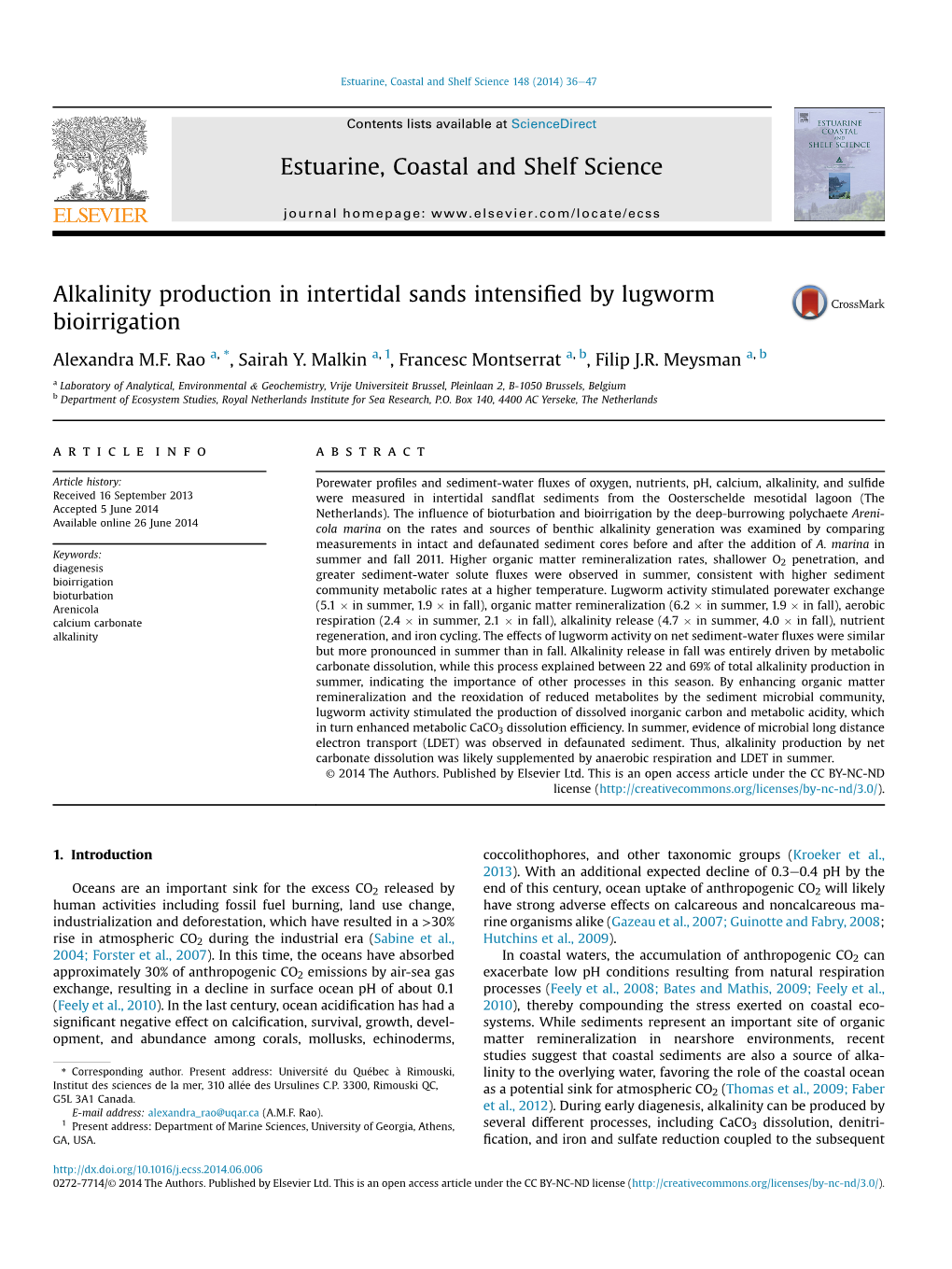 Estuarine, Coastal and Shelf Science 148 (2014) 36E47