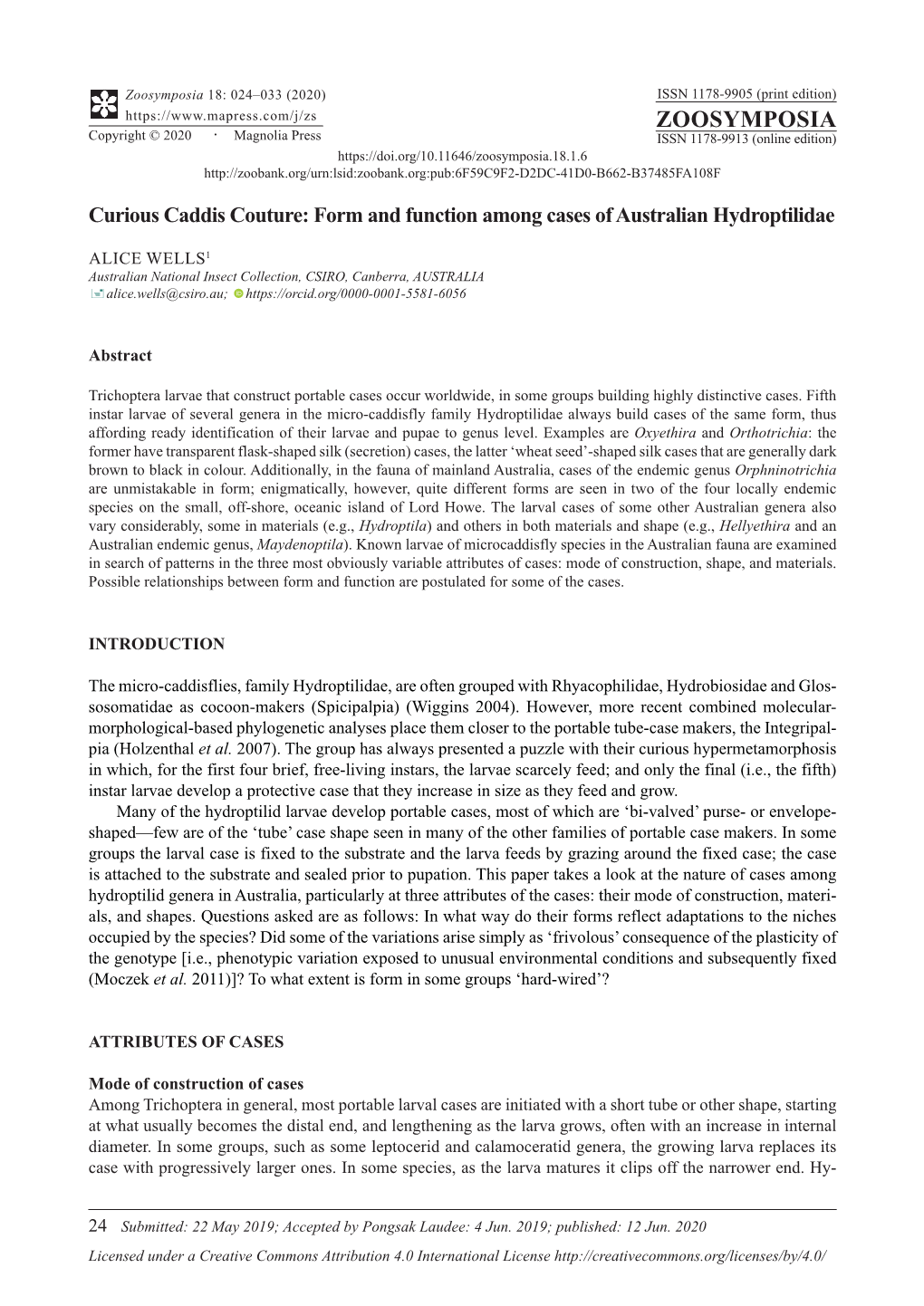 Form and Function Among Cases of Australian Hydroptilidae