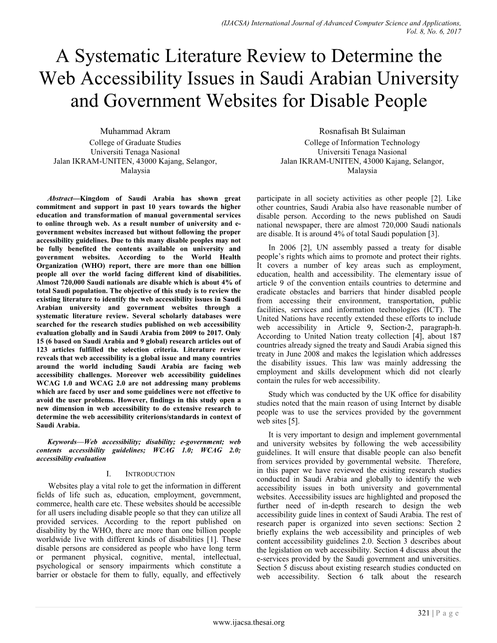A Systematic Literature Review to Determine the Web Accessibility Issues in Saudi Arabian University and Government Websites for Disable People