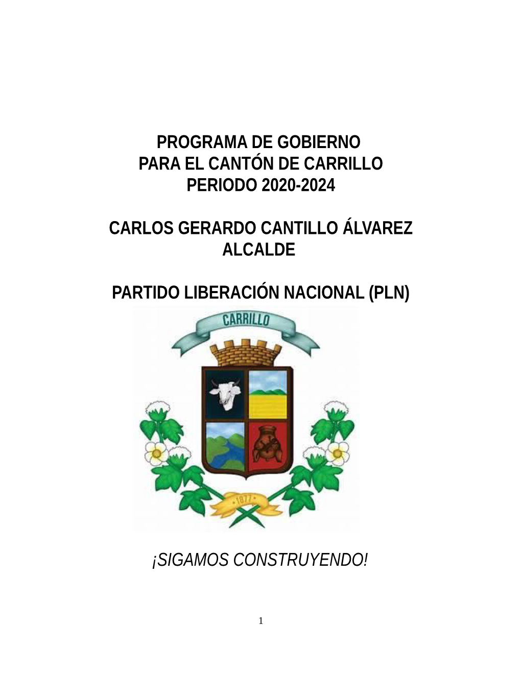 Programa De Gobierno Para El Cantón De Carrillo Periodo 2020-2024