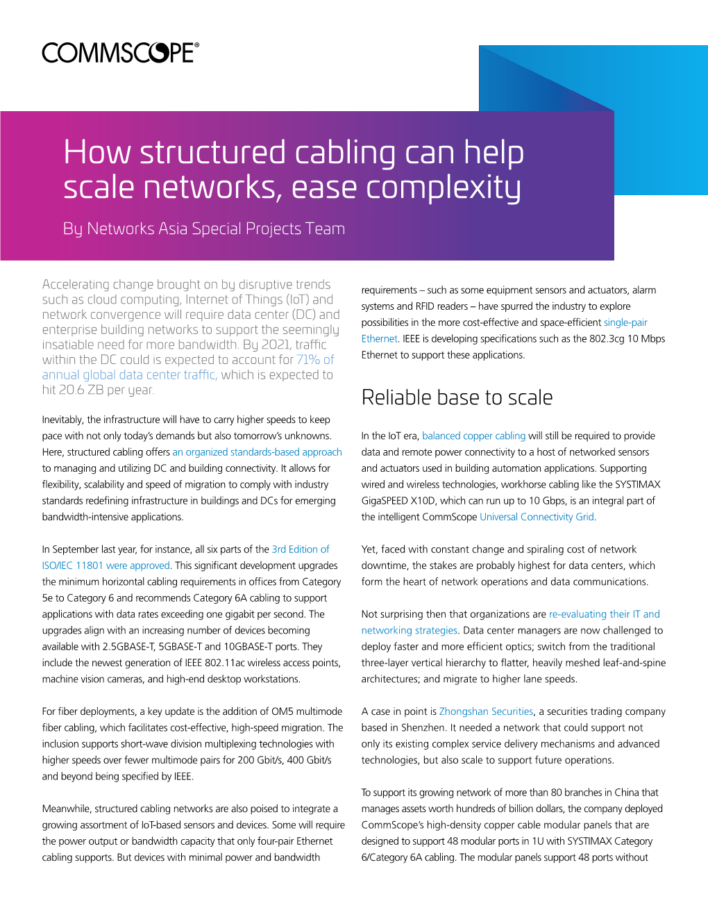 How Structured Cabling Can Help Scale Networks, Ease Complexity by Networks Asia Special Projects Team