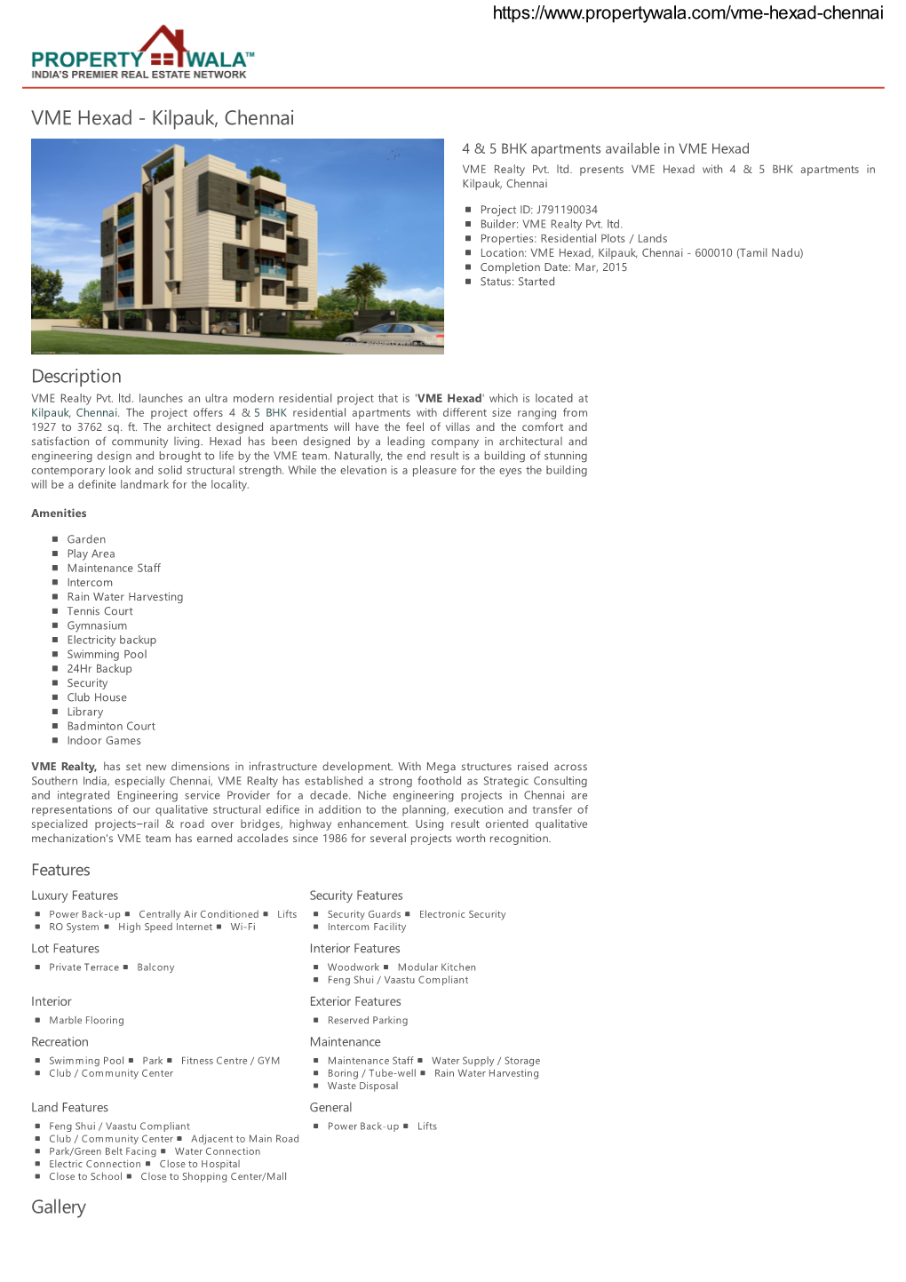 VME Hexad - Kilpauk, Chennai 4 & 5 BHK Apartments Available in VME Hexad VME Realty Pvt