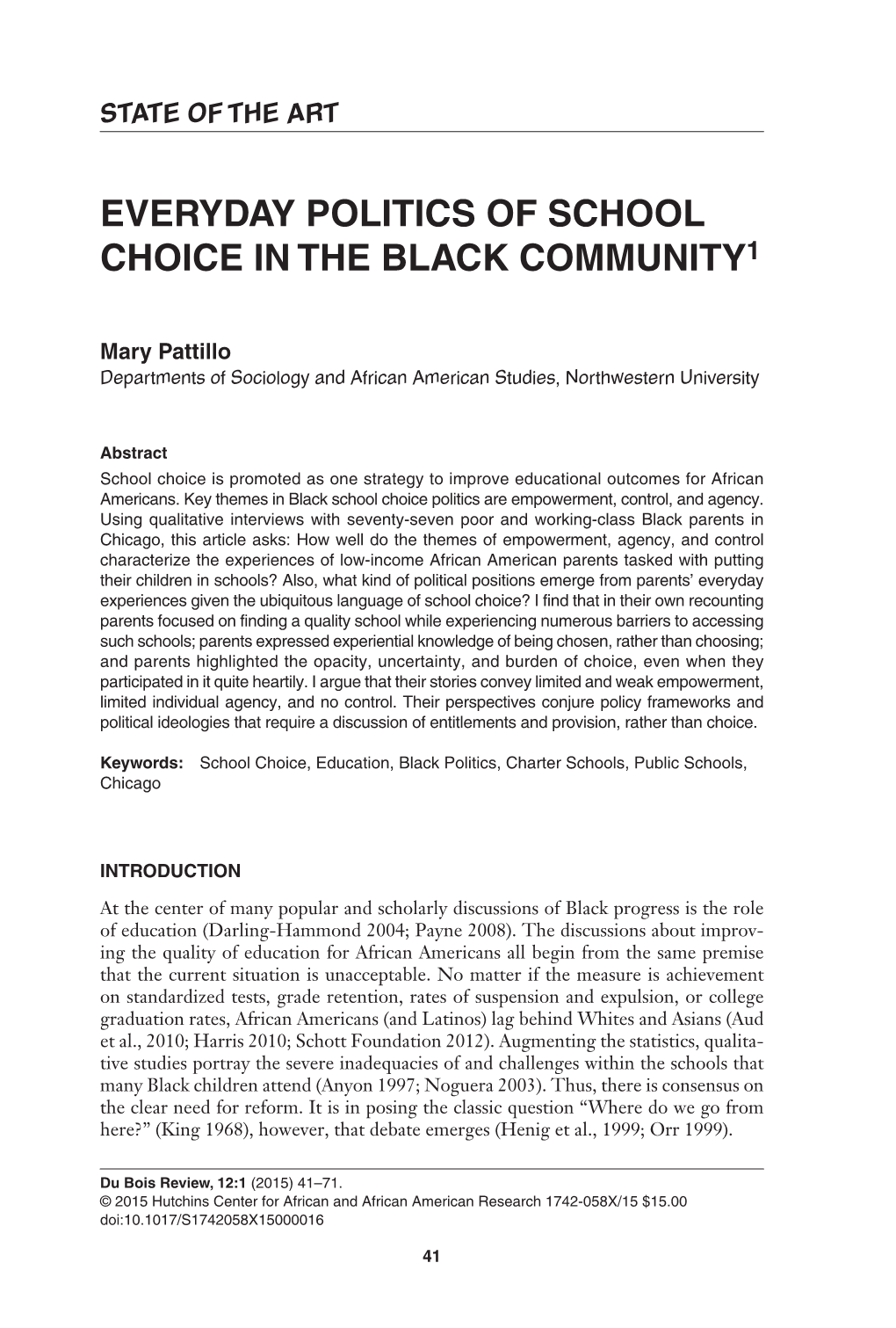 Everyday Politics of School Choice in the Black Community 1