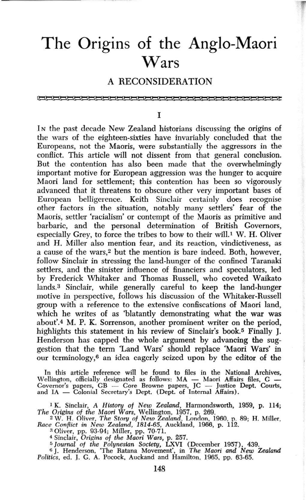 The Origins of the Anglo-Maori Wars