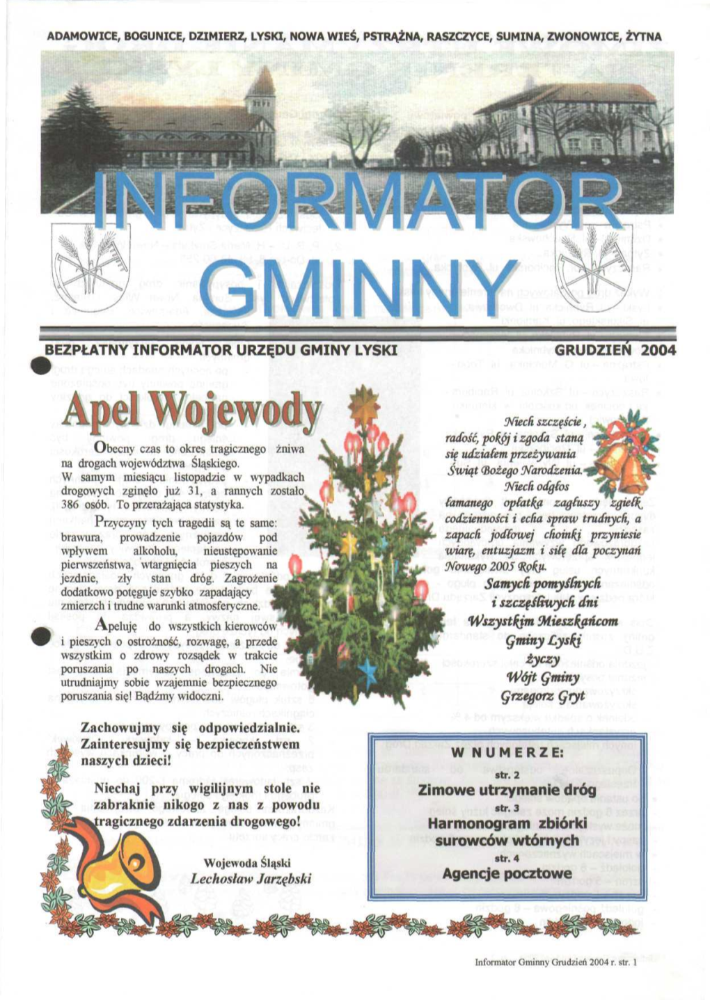 Gminny Bezpłatny Informator Urzędu Gminy Łyski Grudzień 2004