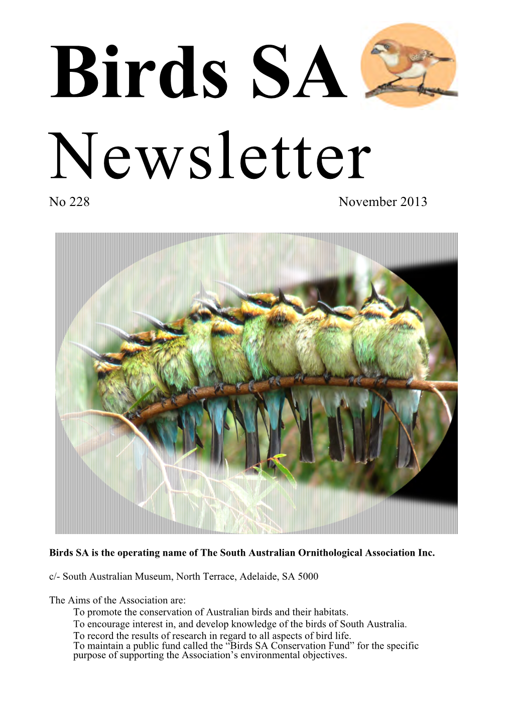 Birds SA Newsletter, November 2013 Part 1