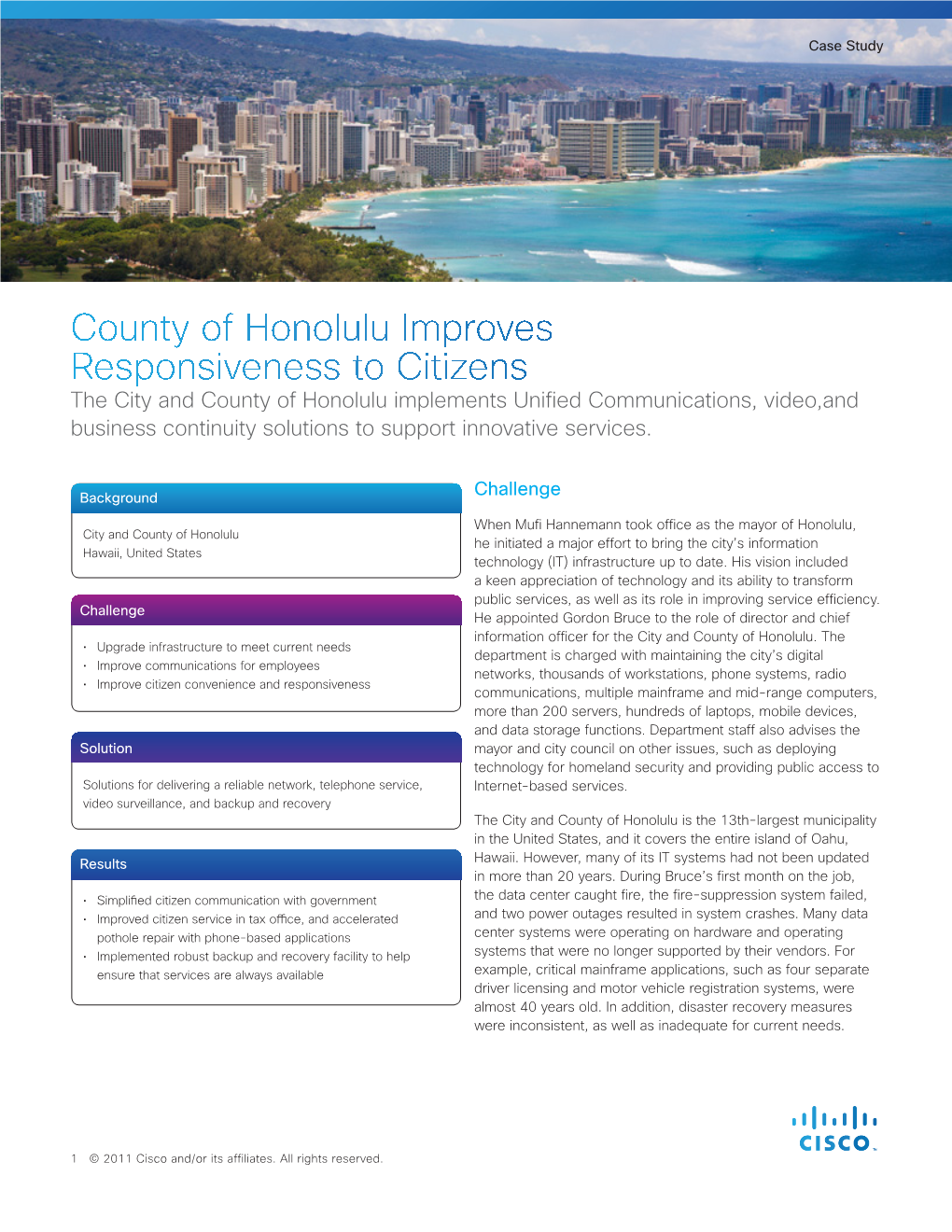 County of Honolulu Improves Responsiveness to Citizens