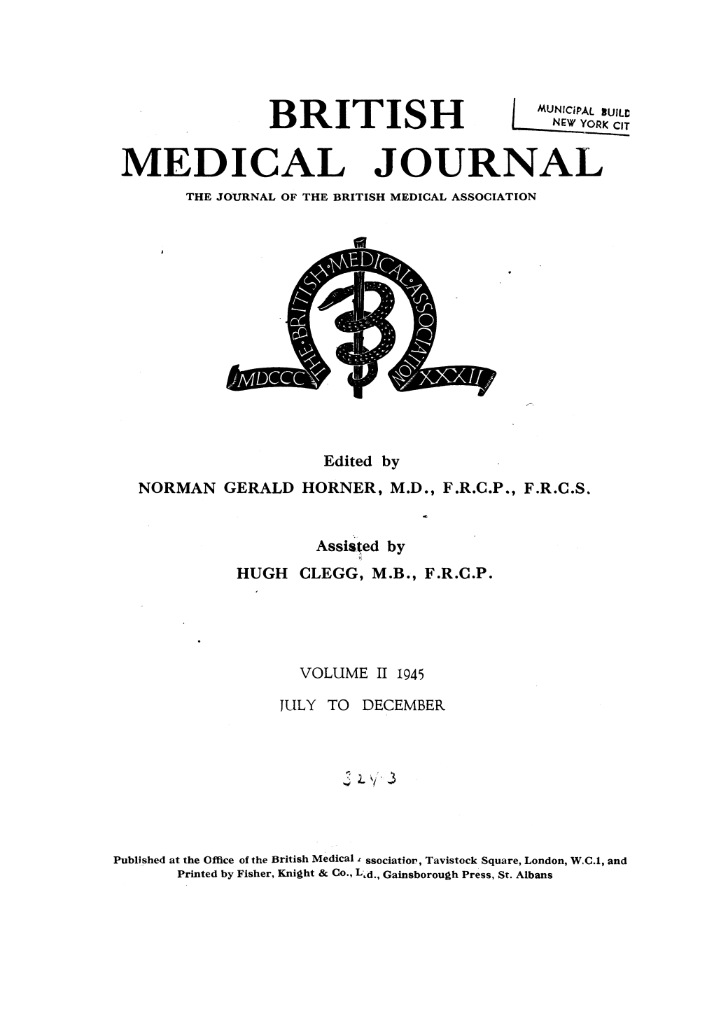 Medical Journal the Journal of the British Medical Association