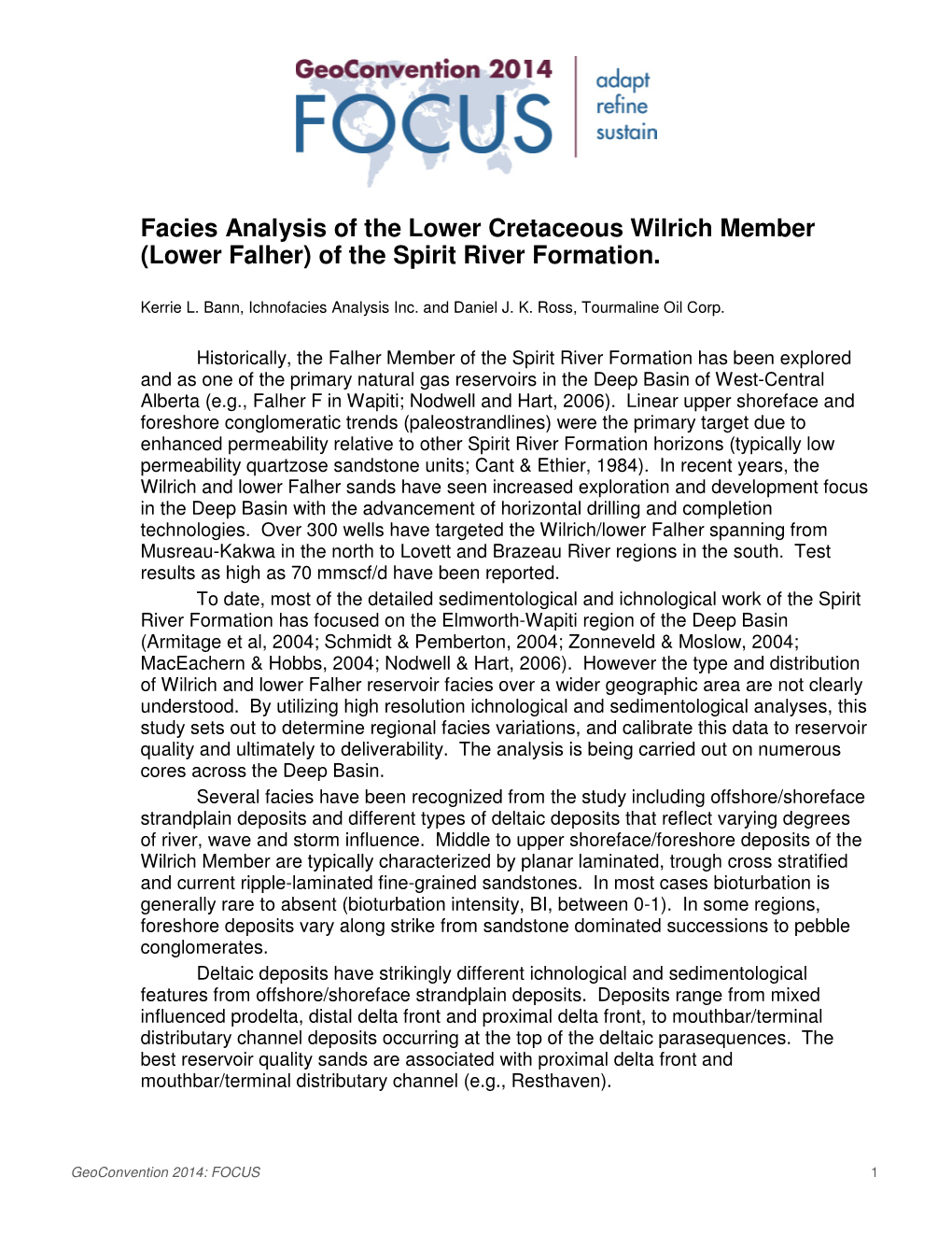 Facies Analysis of the Lower Cretaceous Wilrich Member (Lower Falher) of the Spirit River Formation