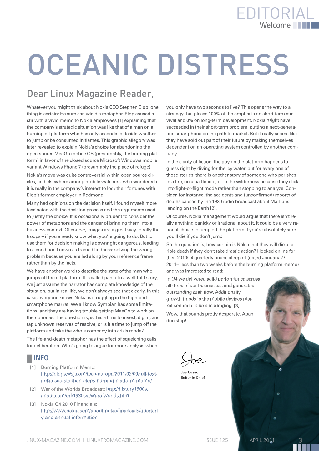 Oceanic Distress Dear Linux Magazine Reader