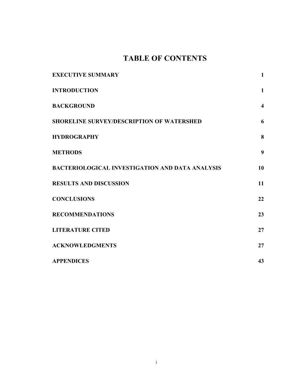 Table of Contents