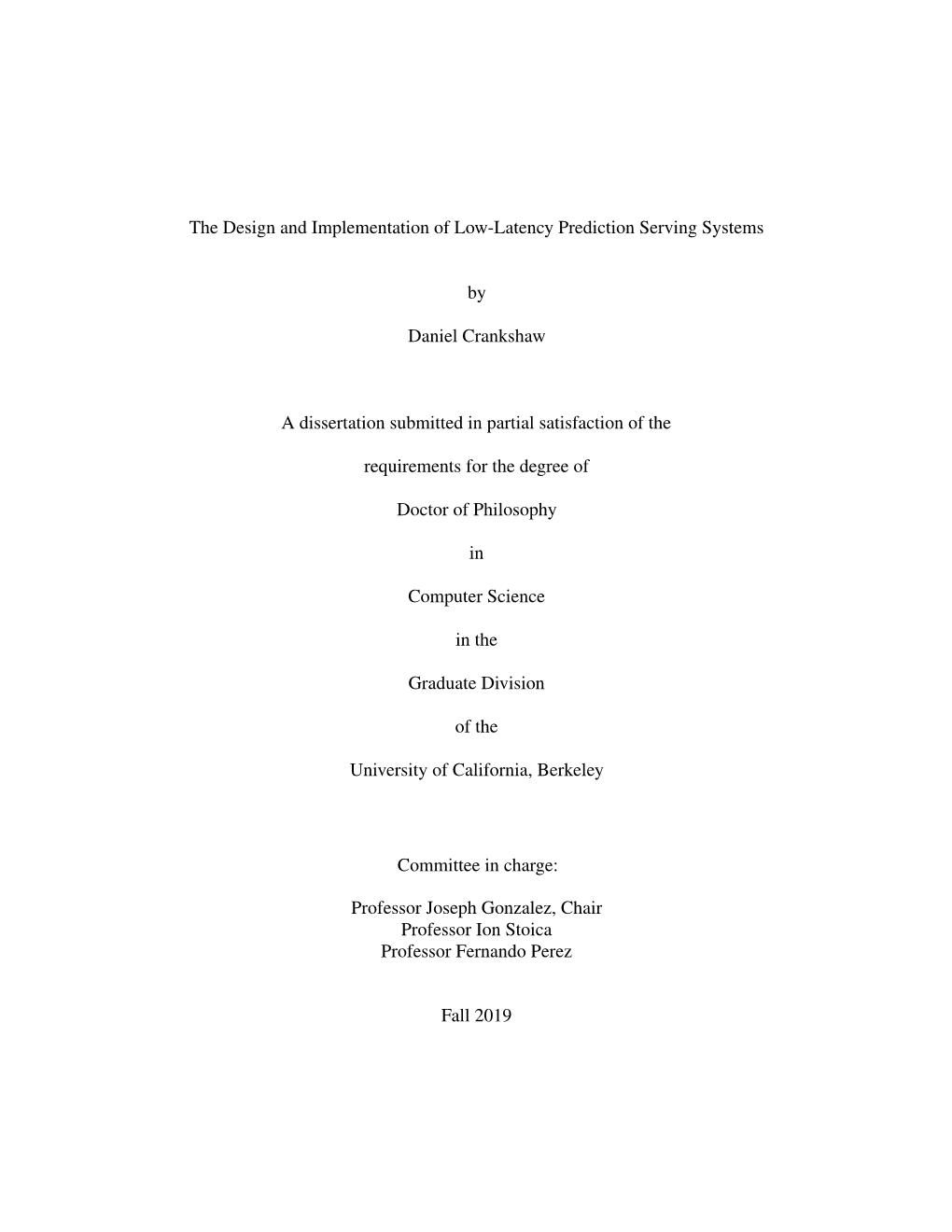 The Design and Implementation of Low-Latency Prediction Serving Systems